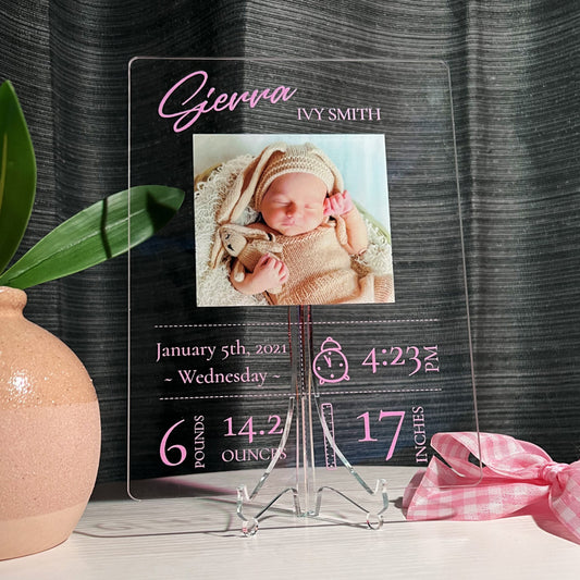 Personalized Baby Plaque (Stand Included)