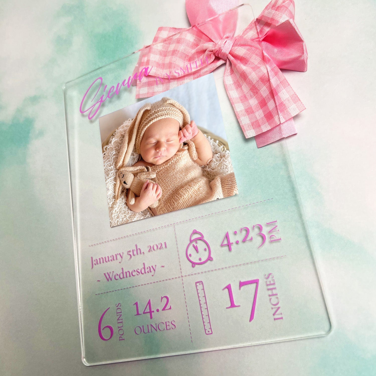 New Born Baby Gift – Personalized Wooden Photo Plaque – Kiddies Point
